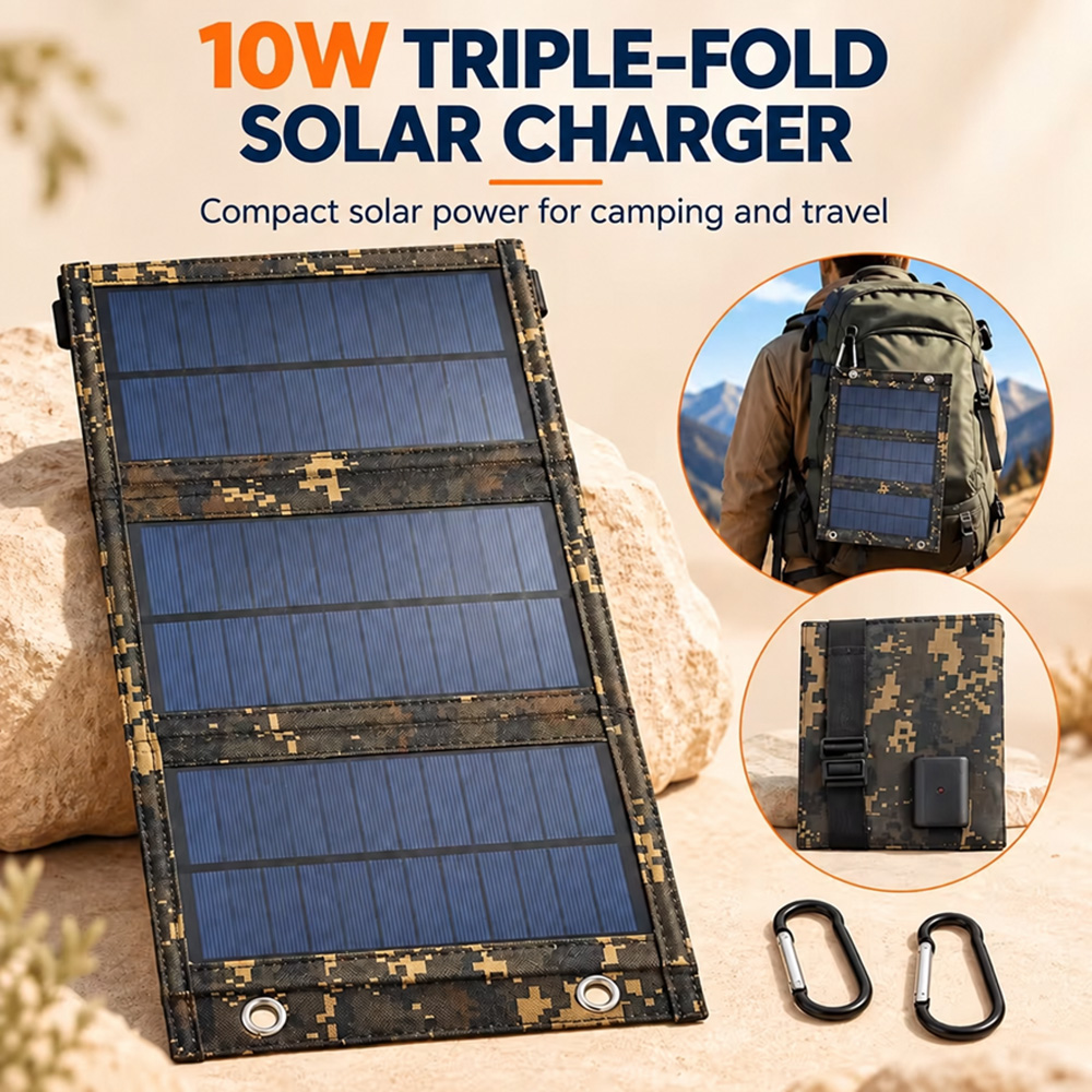 Solar Emergency Charger - Foldable 5V USB Solar Charging Panel,
