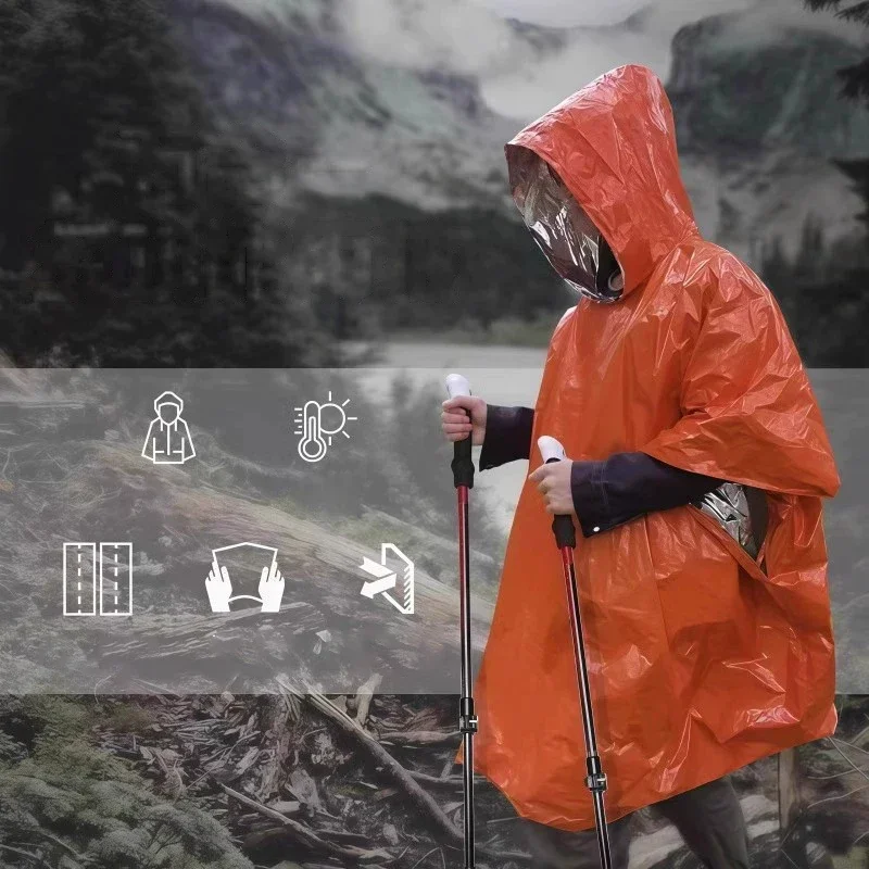 Emergency Poncho Rain - Hooded Emergency Rain Poncho Waterproof &
