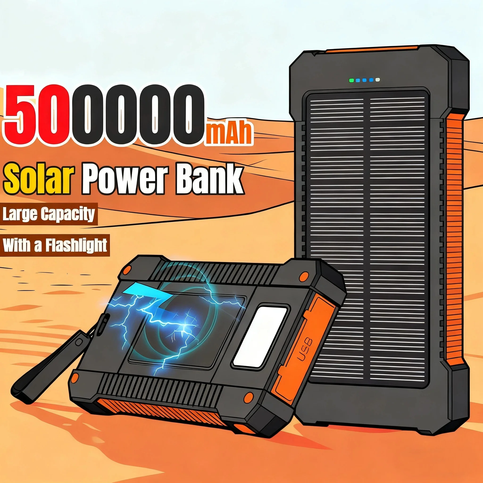 500000mAh Waterproof Outdoor S - Solar Emergency Charger recension och pris