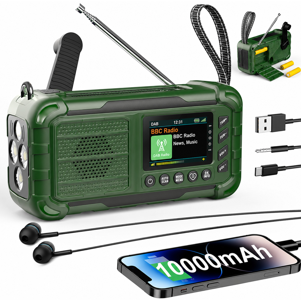 Hand Crank Solar AM FM DAB Wea - Solar Emergency Charger recension och pris